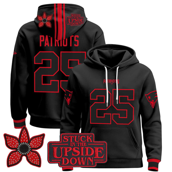 New England Patriots 'Stranger Things Edition' Premium Pullover Hoodie - All Stitched - #25 Patriots — view 1