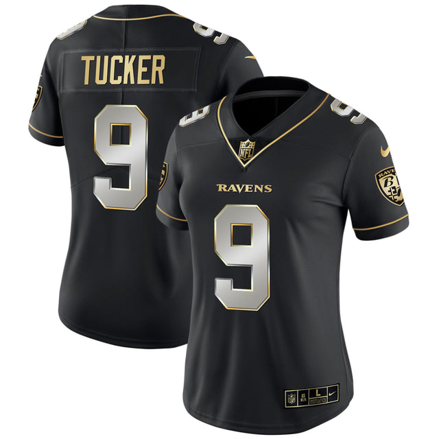 Women's Ravens Gold Vapor Jersey - All Stitched - Black Limited - Justin Tucker — view 1