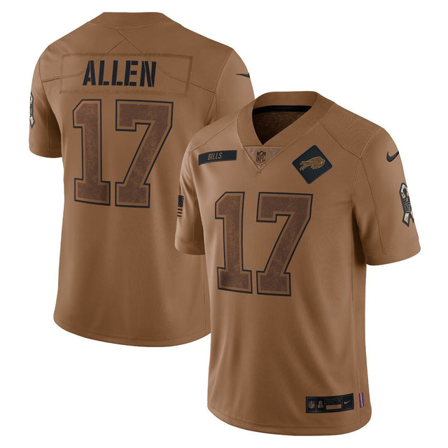 Buffalo Bills 2023 Salute To Service Limited Jersey - Brown - Josh Allen — view 1
