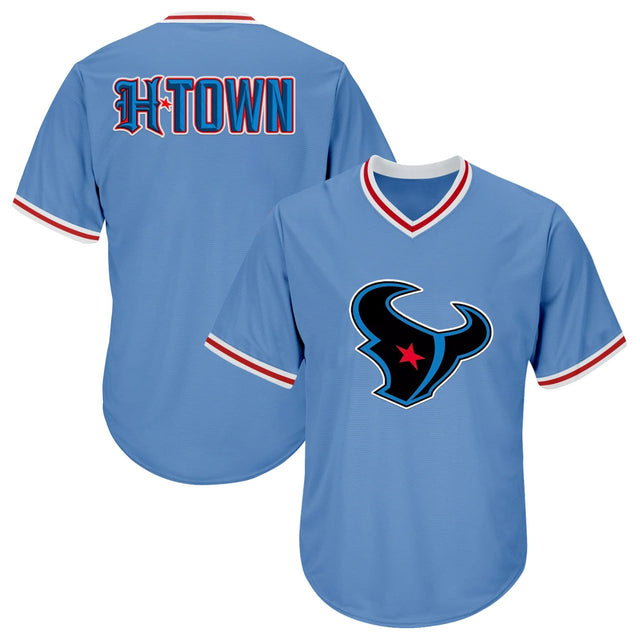 H-TOWN Pullover Houston Texans Jersey - All Stitched - Light Blue — view 1