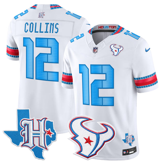 Men's Houston Texans 2026 Rivalries Vapor Limited Jersey - Texas Patch - All Stitched - White - Nico Collins — view 1
