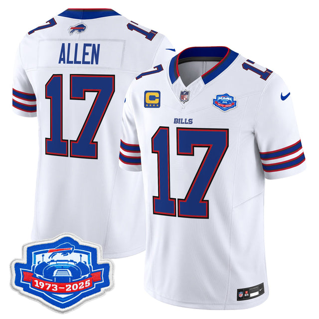 Men's Buffalo Bills 2025 Farewell Season Patch Vapor Limited Jersey - All Stitched - White - Josh Allen — view 1