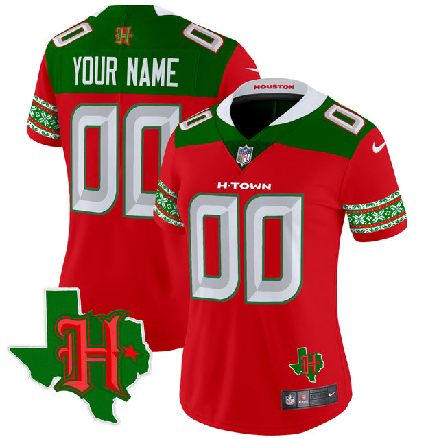Houston Texans 2024 Christmas Vapor Limited Jersey - All Stitched - Red — view 1