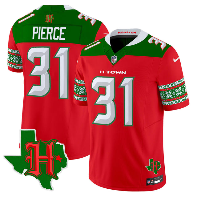 Men's Houston Texans 2024 Christmas Vapor Limited Jersey - All Stitched - Red - Dameon Pierce — view 1