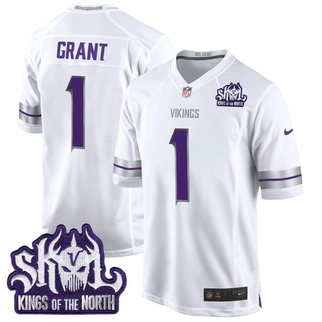 Men's Minnesota Vikings 2024 Winter Warrior Skol Patch Game Jersey - All Stitched - White - Bud Grant — view 1