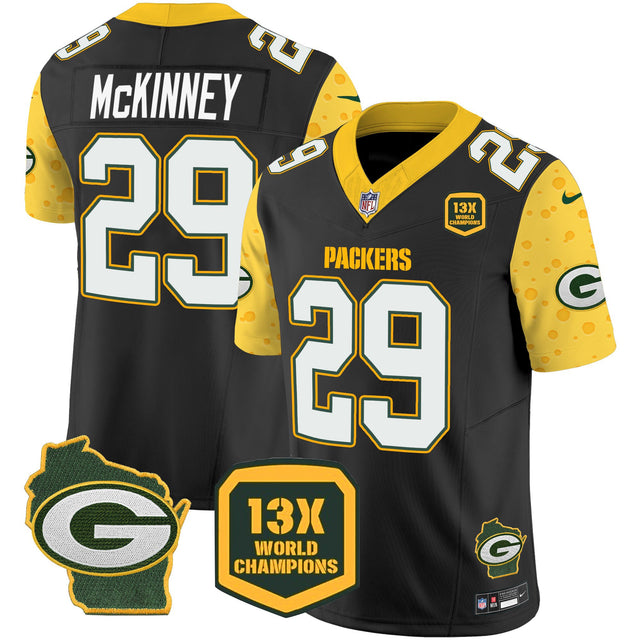 Men's Green Bay Packers 2025 Cheese Vapor Limited Jersey – All Stitched - Black - Xavier McKinney — view 1