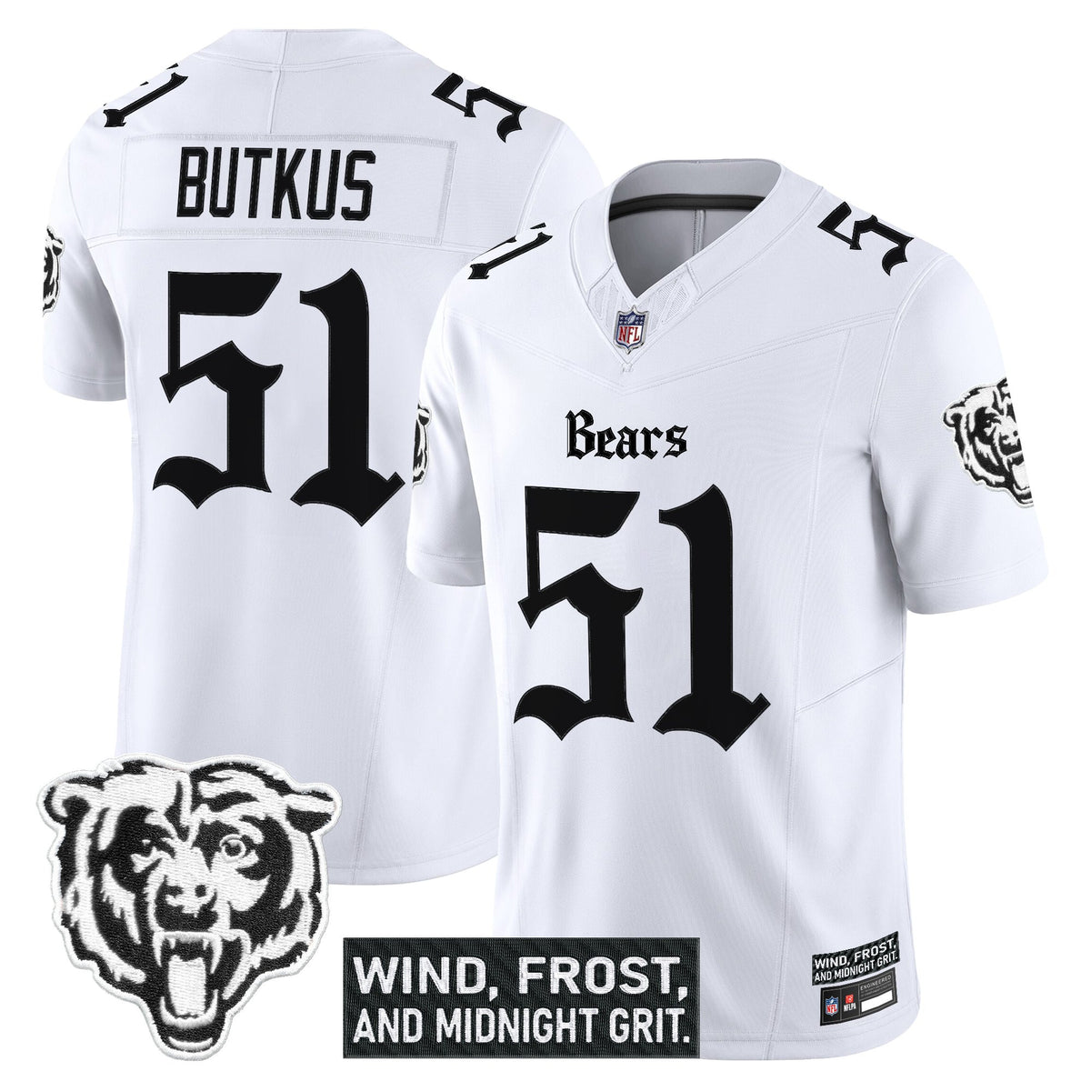Men's Chicago Bears 'Gothic Midway Legacy' Vapor Limited Jersey - All Stitched - White - Dick Butkus — view 1