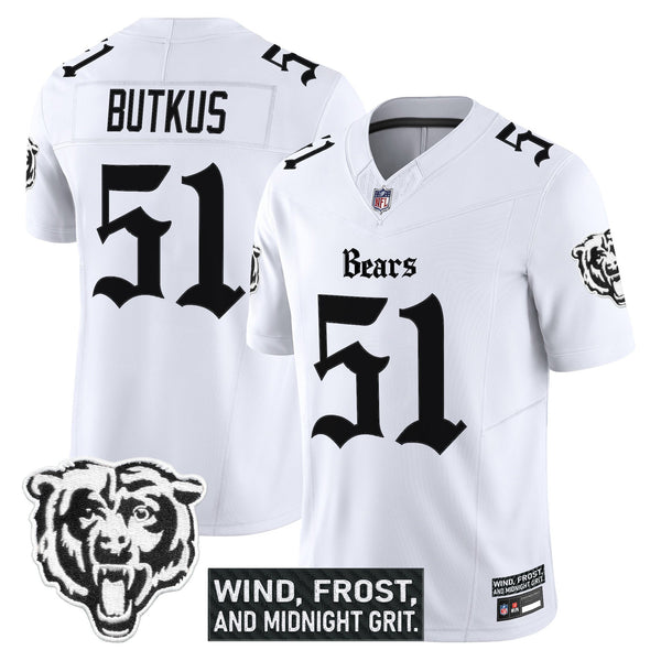 Men's Chicago Bears 'Gothic Midway Legacy' Vapor Limited Jersey - All Stitched - White - Dick Butkus — view 1