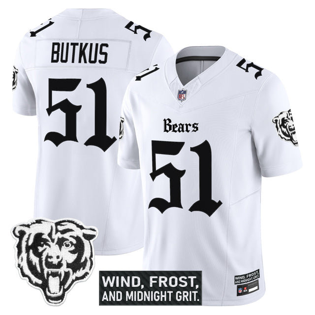 Men's Chicago Bears 'Gothic Midway Legacy' Vapor Limited Jersey - All Stitched - White - Dick Butkus — view 1