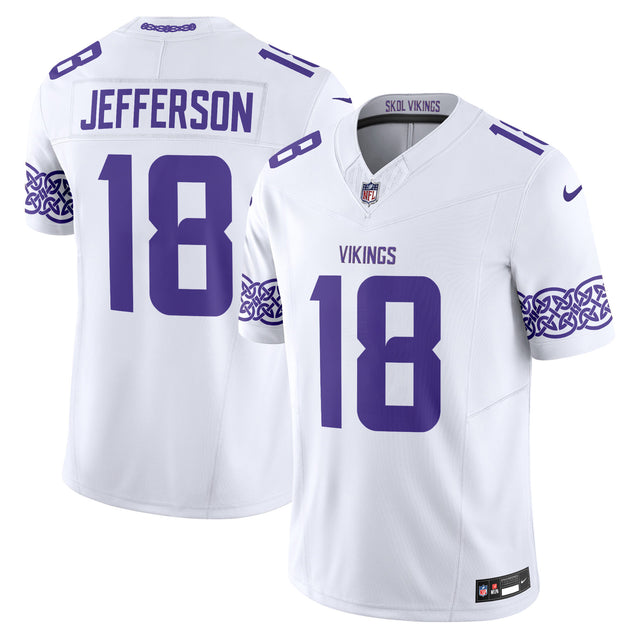 Men's Minnesota Vikings Nordic Pattern Vapor Limited Jersey - All Stitched - White - Justin Jefferson — view 1