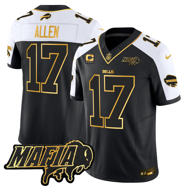 Men's Buffalo Bills 2025 Bills Mafia Patch Gold Vapor Limited Jersey - All Stitched - Alternate - Josh Allen — view 1