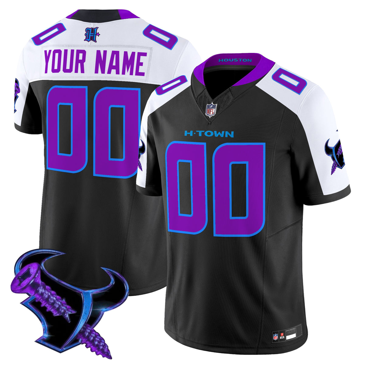 Houston Texans 2025 DJ Screw Vapor Limited Custom Jersey - All Stitched - Black Alternate — view 1