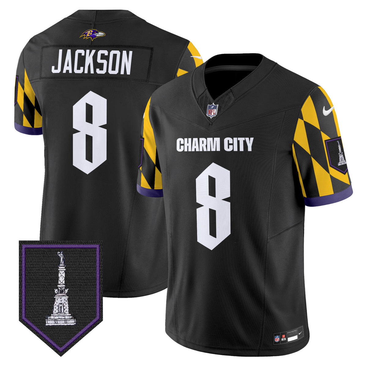 Men's Ravens City Edition Patch Vapor Limited Jersey - All Stitched - Black - Lamar Jackson — view 1