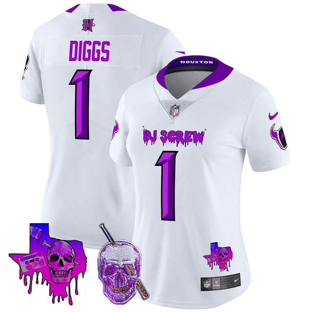 Women's Houston Texans DJ Screw Vapor Limited Jersey - All Stitched - White - Stefon Diggs — view 1