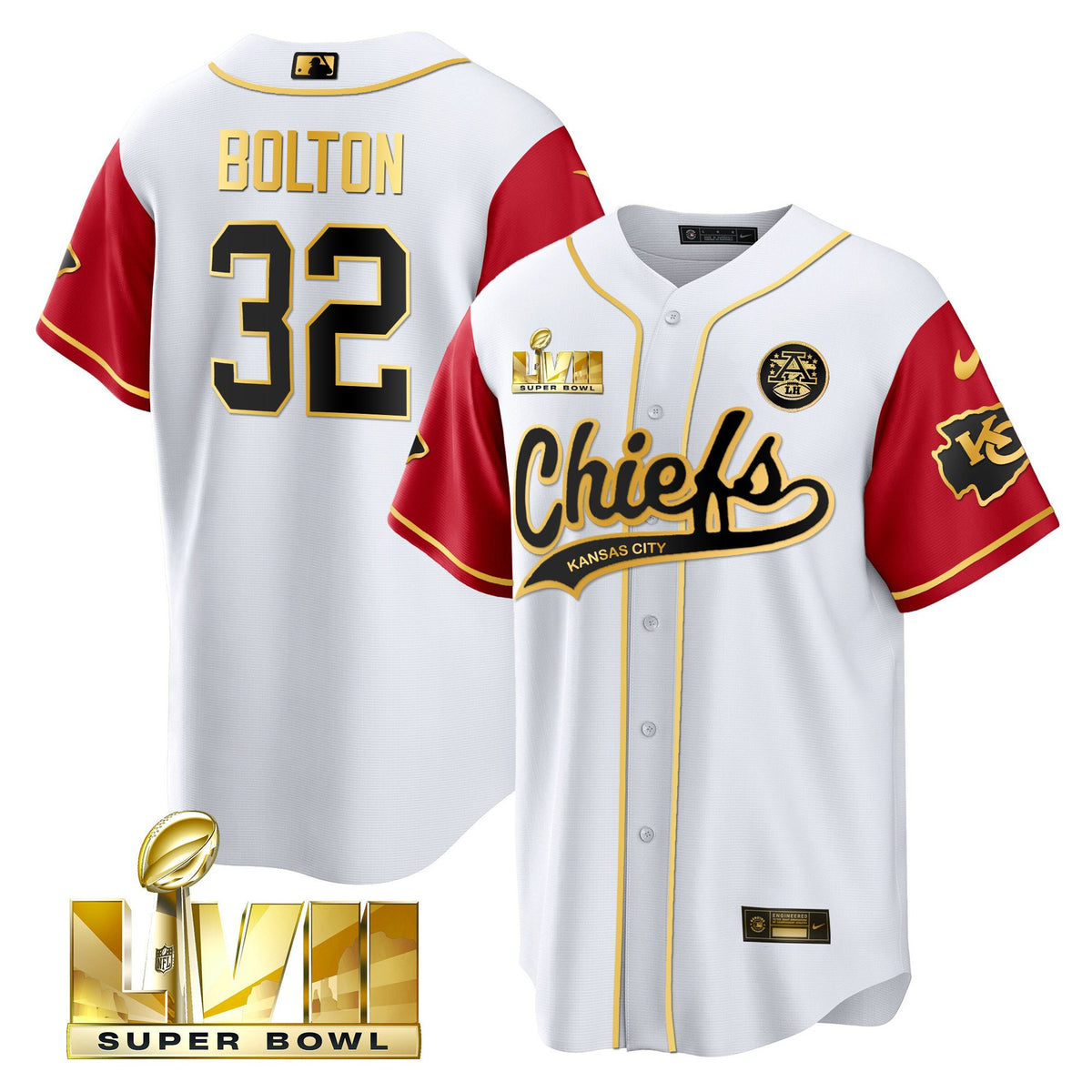 Men's Chiefs Super Bowl LVII Cool base Jersey - All Stitched - Color Sleeve - Nick Bolton — view 1