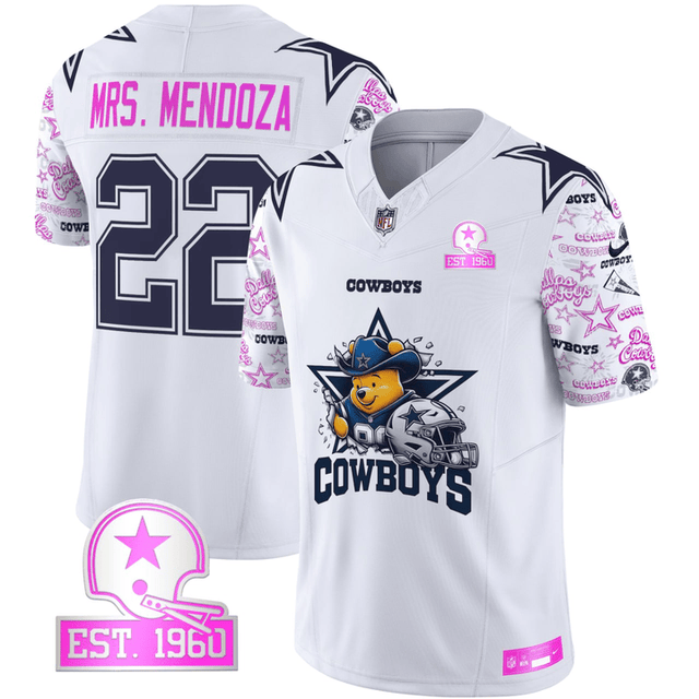 MRS. MENDOZA #22 Dallas Cowboys White Jersey - Stitched - MRS. MENDOZA — view 1