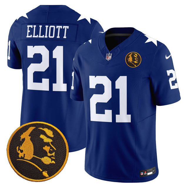 Men's Cowboys Texas & John Madden Patch Vapor Limited Jersey V2 - All Stitched - Royal - Ezekiel Elliott — view 1