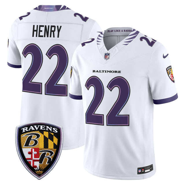 Men's Baltimore Ravens 2026 Vapor Limited Jersey - All Stitched - White - Derrick Henry — view 1