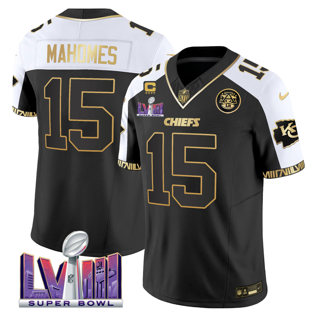 Men's Chiefs Super Bowl LVIII Pattern Vapor Jersey - All Stitched - Alternate - Patrick Mahomes — view 1