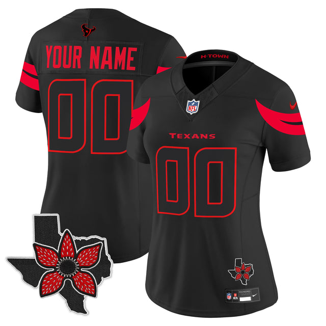 Houston Texans 'Stranger Things Edition' Vapor Limited Custom Jersey - All Stitched - Black — view 1
