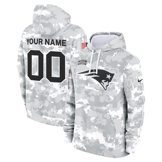 New England Patriots Arctic Camo 2024 Salute to Service Custom Hooide - All Stitched - Arctic Camo — view 1