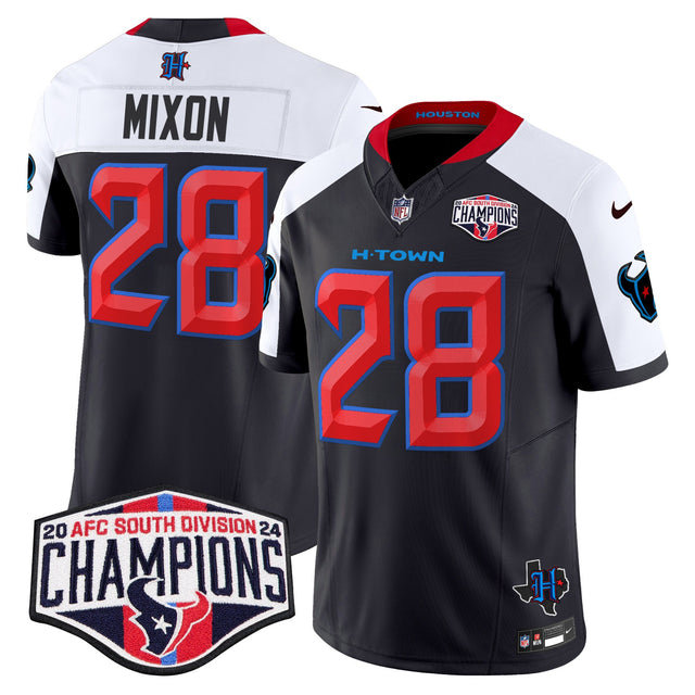 Men's Houston Texans 2024 AFC South Division Champions Patch Vapor Limited Jersey - All Stitched - Navy Alternate - Joe Mixon — view 1