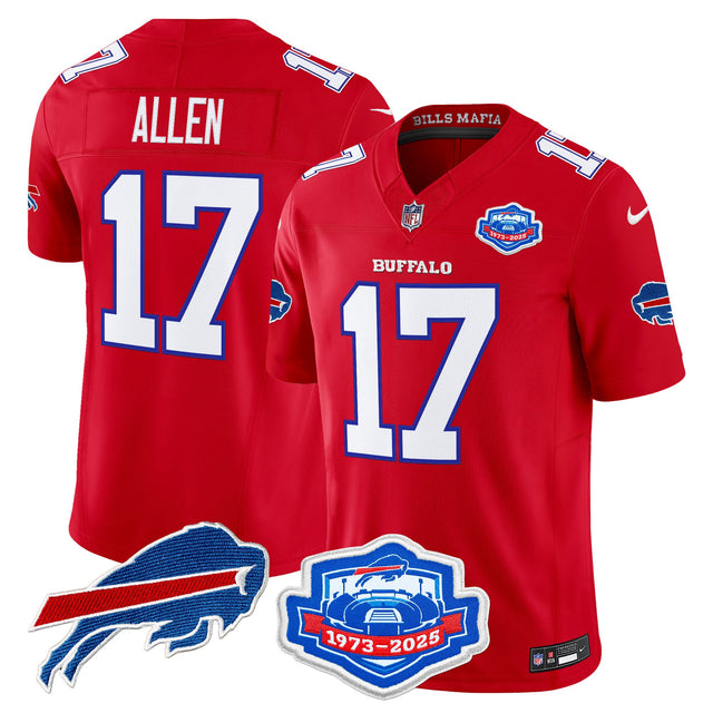 Men's Buffalo Bills 2025 Rivalries Vapor Limited Jersey - Farewell Season Patch - All Stitched - Red - Josh Allen — view 1