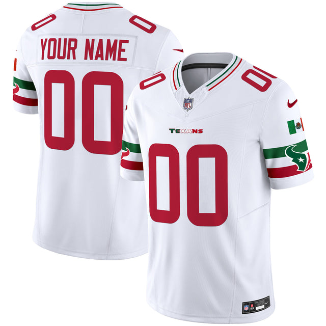 Houston Texans Mexico Vapor Limited Custom Jersey - All Stitched - White — view 1