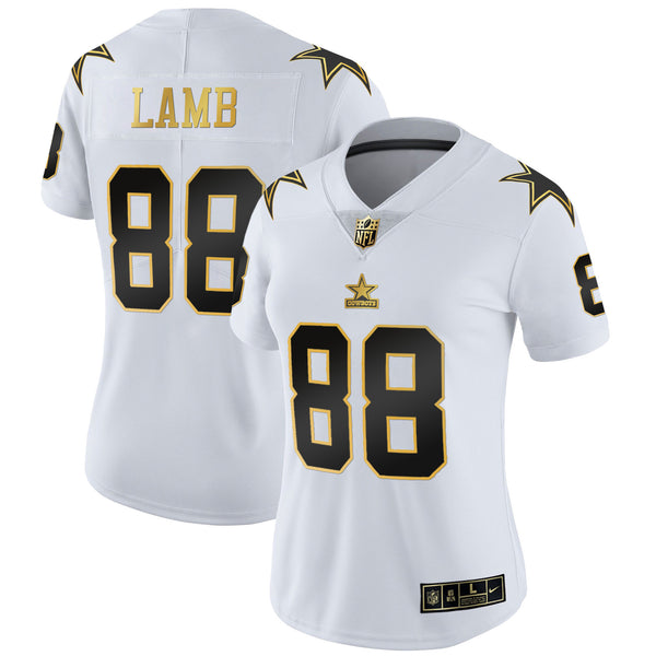 Women's Cowboys Throwback Limited Vapor Jersey - All Stitched - White Gold - CeeDee Lamb — view 1
