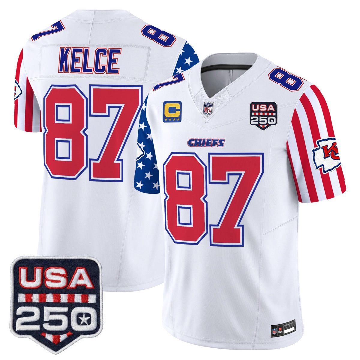 Men's Chiefs America 250 Edition Vapor Limited Jersey - All Stitched - White - Travis Kelce — view 1