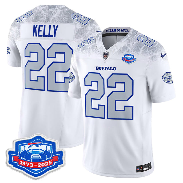Men's Buffalo Bills 1973 - 2025 Farewell Season Patch Vapor Limited Jersey - All Stitched - Rivalries - Jim Kelly — view 1