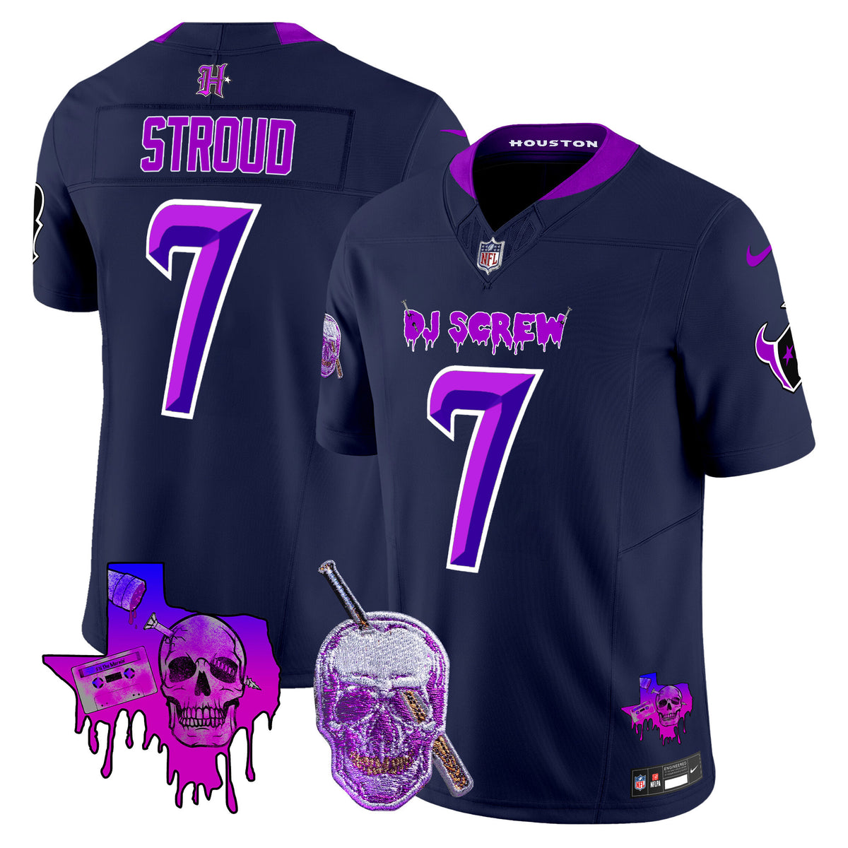 Men's Houston Texans DJ Screw Vapor Limited Jersey - All Stitched - Navy - C.J. Stroud — view 1