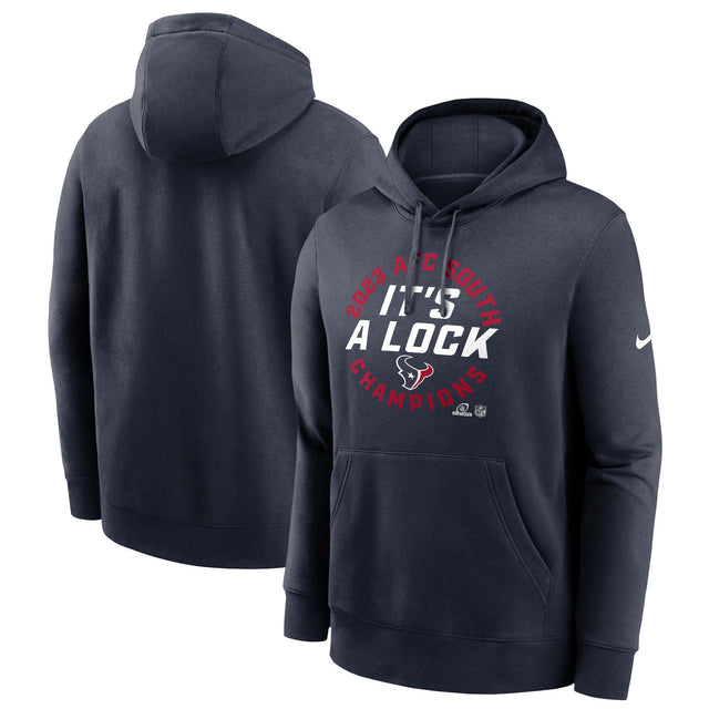 Houston Texans Navy 2023 AFC South Division Champions Locker Room Trophy Collection Club Pullover Hoodie - Printed - Printed — view 1