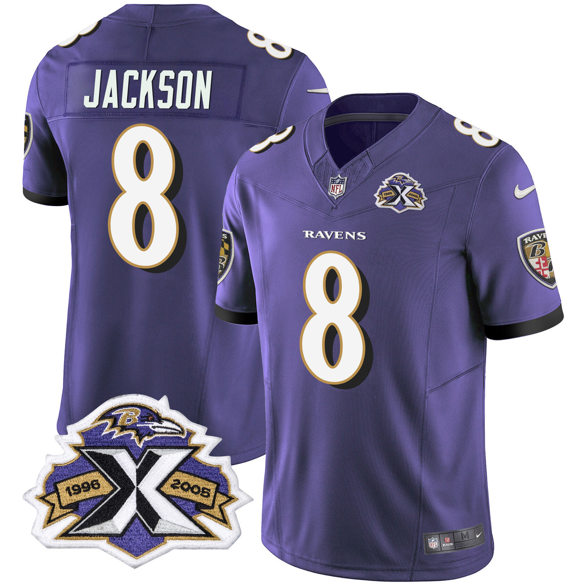 Men's Ravens 2005 Throwback Black Vapor Limited Jersey - All Stitched - Purple - Lamar Jackson — view 1