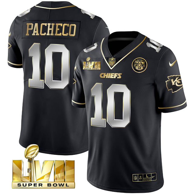 Youth's Chiefs Super Bowl Vapor Gold Jersey - All Stitched - Black Limited - Isiah Pacheco — view 1
