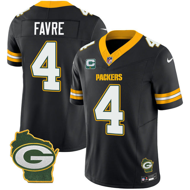 Men's Packers Home Patch Vapor Jersey V3 - All Stitched - Black - Brett Favre — view 1