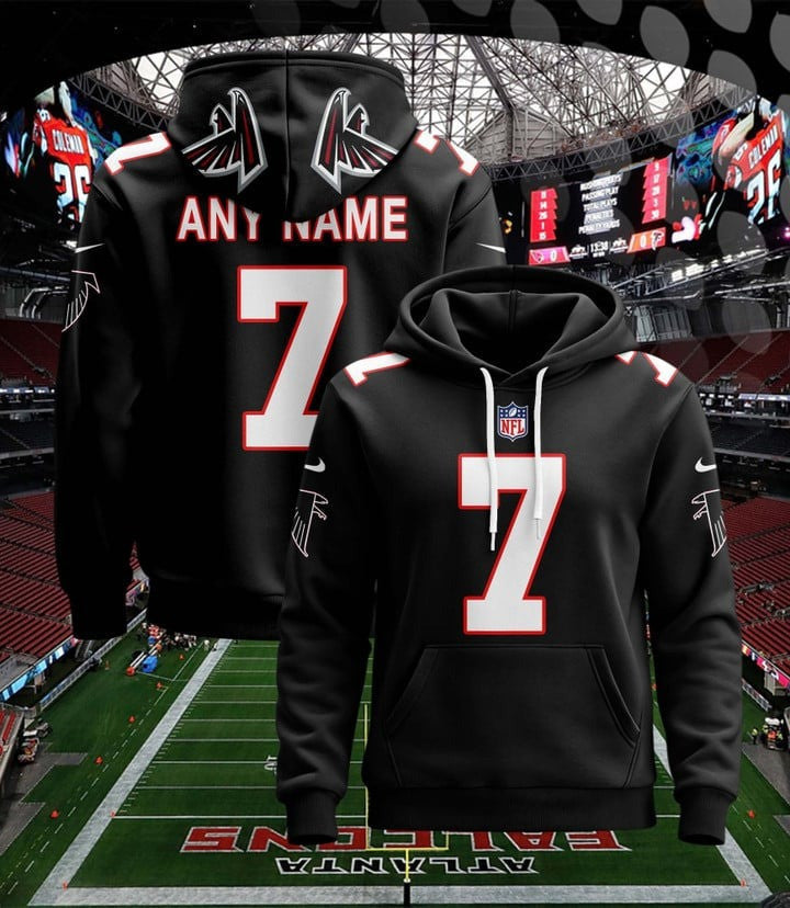 Atlanta Falcons Pullover Custom Hoodie - All Stitched - Black — view 1