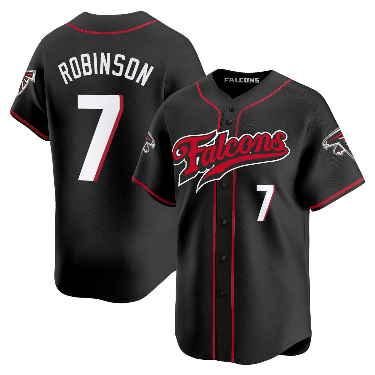 Men's Atlanta Falcons 2025 Vapor Limited Baseball Jersey - All Stitched - Black - Bijan Robinson — view 1