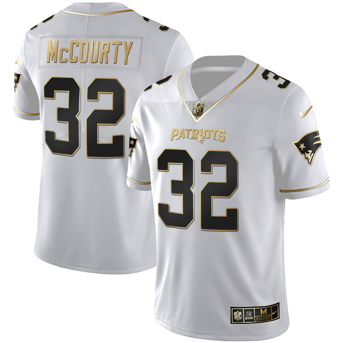 Women's New England Patriots White Gold & Black Gold Jersey - All Stitched - White Gold - Devin McCourty — view 1