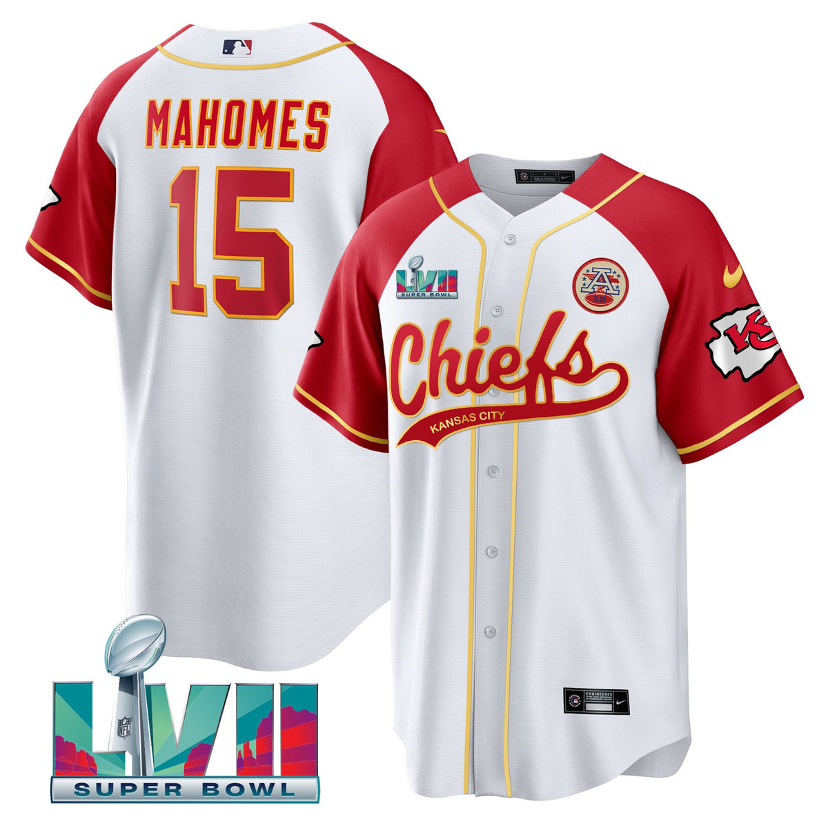 Men's Chiefs Super Bowl LVII Alternate Cool Base Jersey - All Stitched - White - Patrick Mahomes — view 1