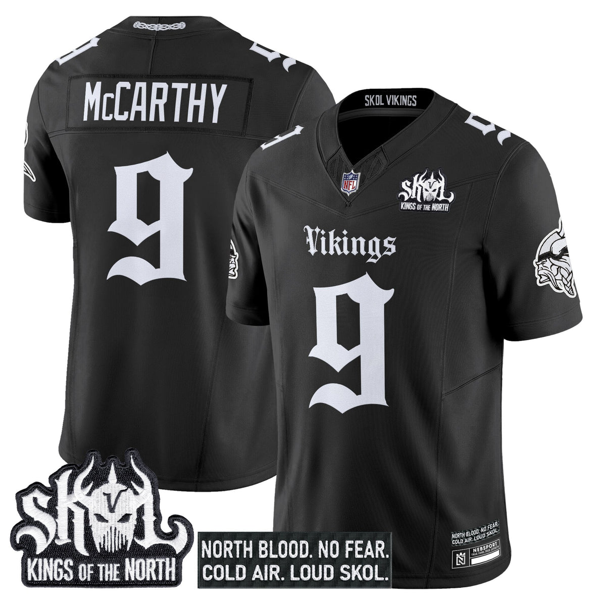 Men's Minnesota Vikings 'Gothic Norseblood Edition' Vapor Limited Jersey - All Stitched - Black - J.J.McCarthy — view 1