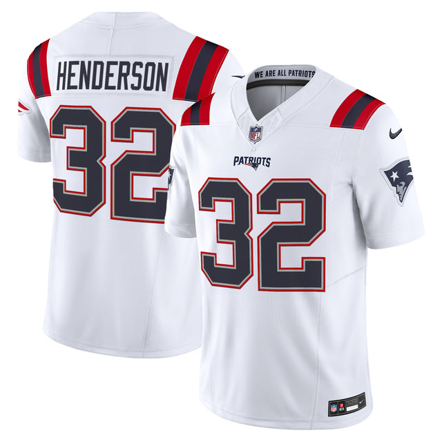 Men's New England Patriots 2025 Vapor Limited Jersey - All Stitched - White - TreVeyon Henderson — view 1
