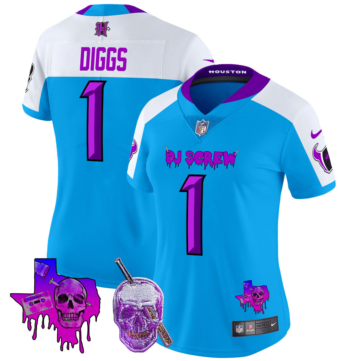 Women's Houston Texans DJ Screw Vapor Limited Jersey - All Stitched - Blue Alternate - Stefon Diggs — view 1