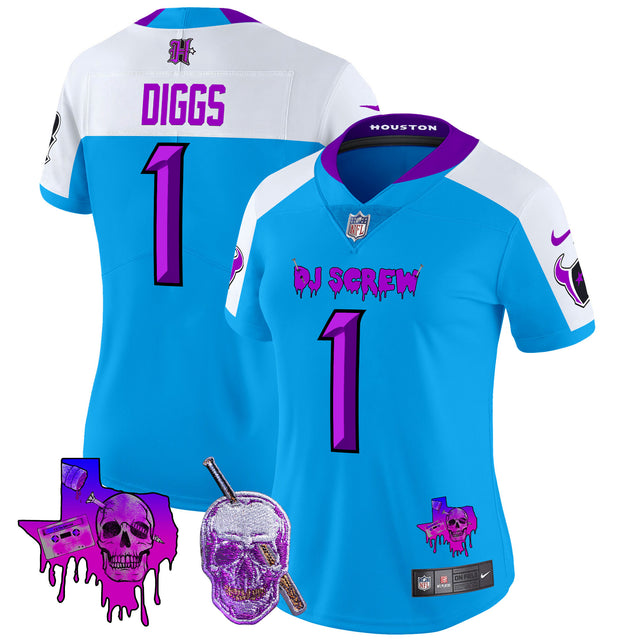 Women's Houston Texans DJ Screw Vapor Limited Jersey - All Stitched - Blue Alternate - Stefon Diggs — view 1