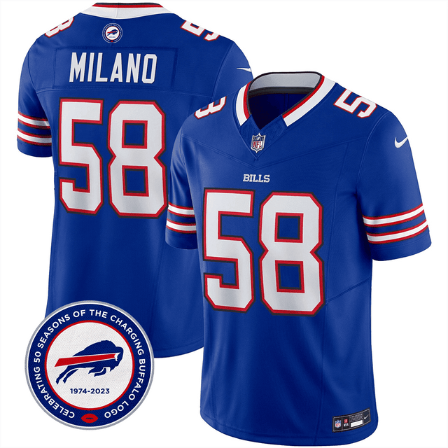 Men's Buffalo Bills 50th Charging Logo Patch Vapor Limited Jersey - All Stitched - Royal Blue - Matt Milano — view 1