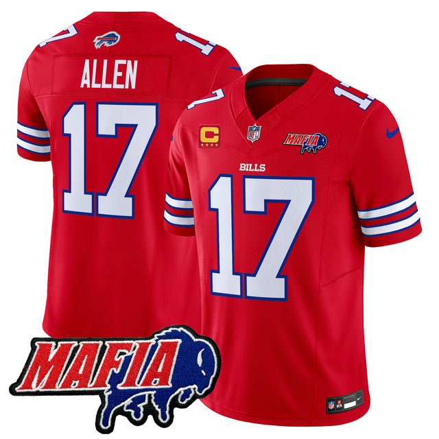 Men's Buffalo Bills 2025 Bills Mafia Patch Vapor Limited Jersey - All Stitched - Red - Josh Allen — view 1