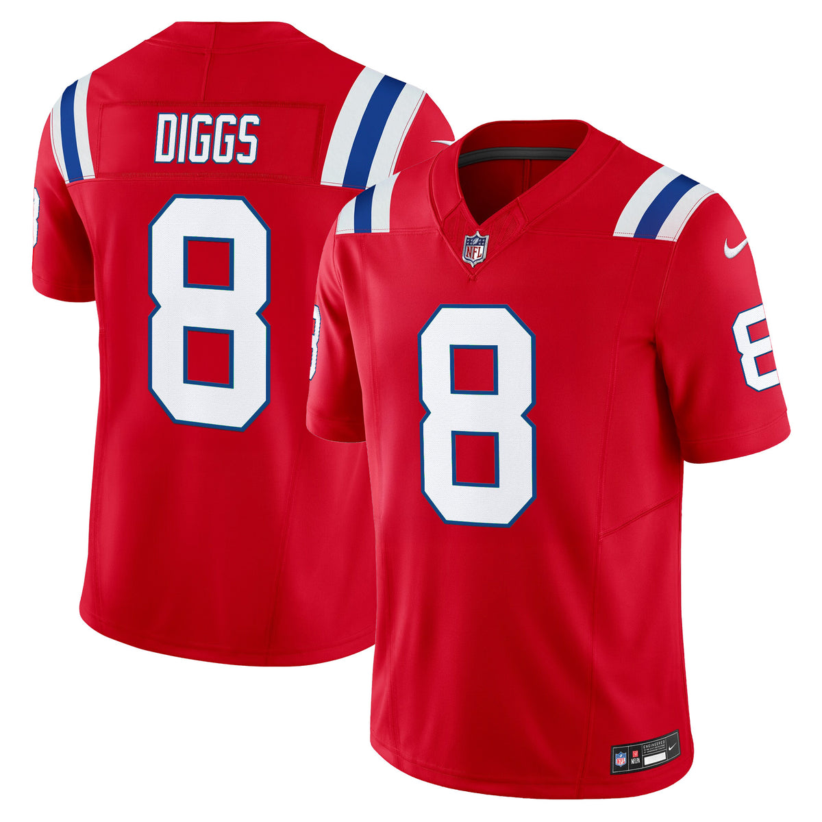 Men's New England Patriots 2025 Vapor Limited Jersey - All Stitched - Red - Stefon Diggs — view 1