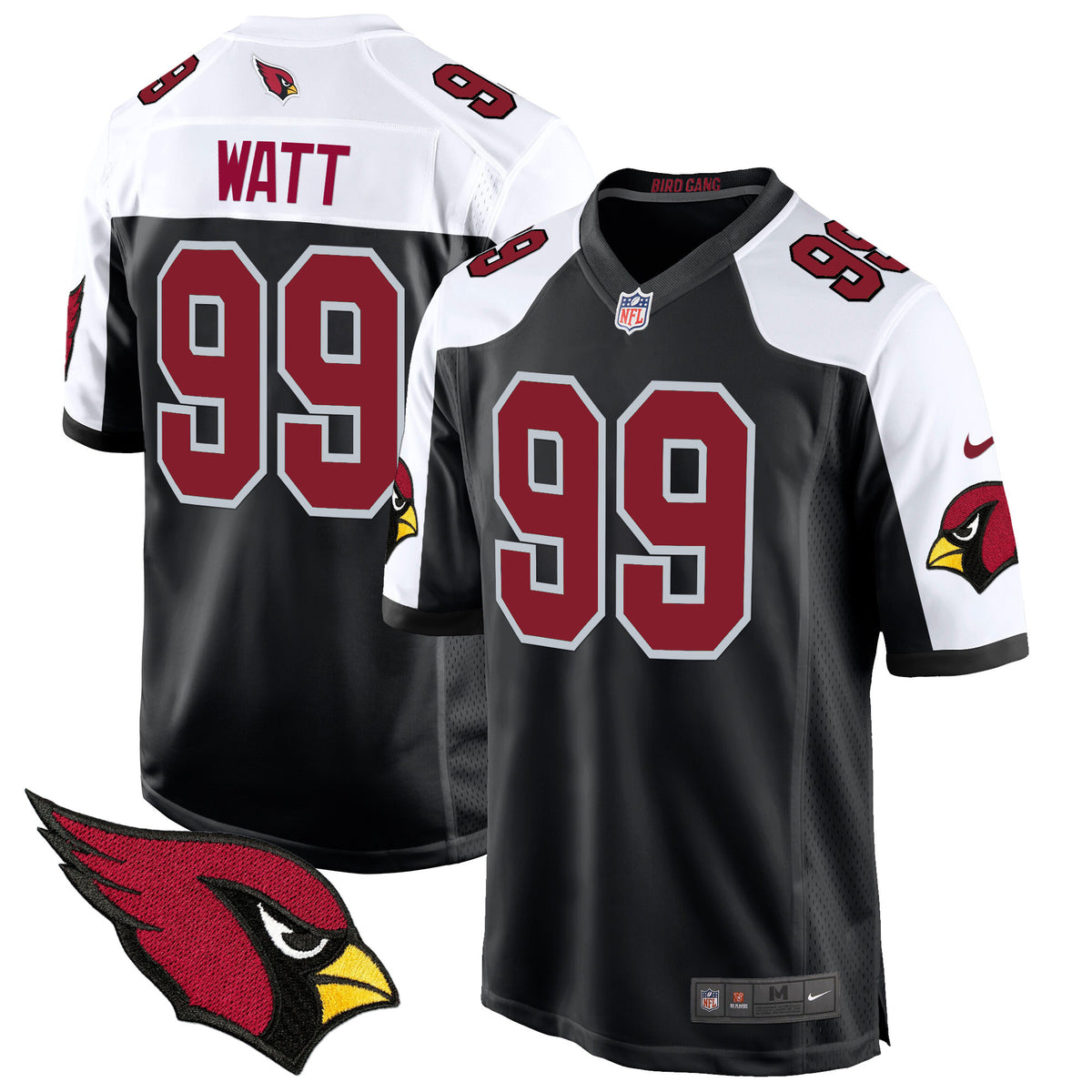Men's Arizona Cardinals 2024 Game Jersey - All Stitched - Black Alternate - J.J. Watt — view 1