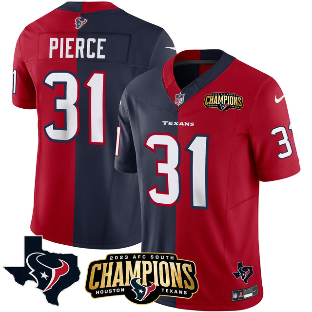 Houston Texans 2023 AFC South Champions Patch Split Vapor Jersey - All Stitched - Dameon Pierce — view 1