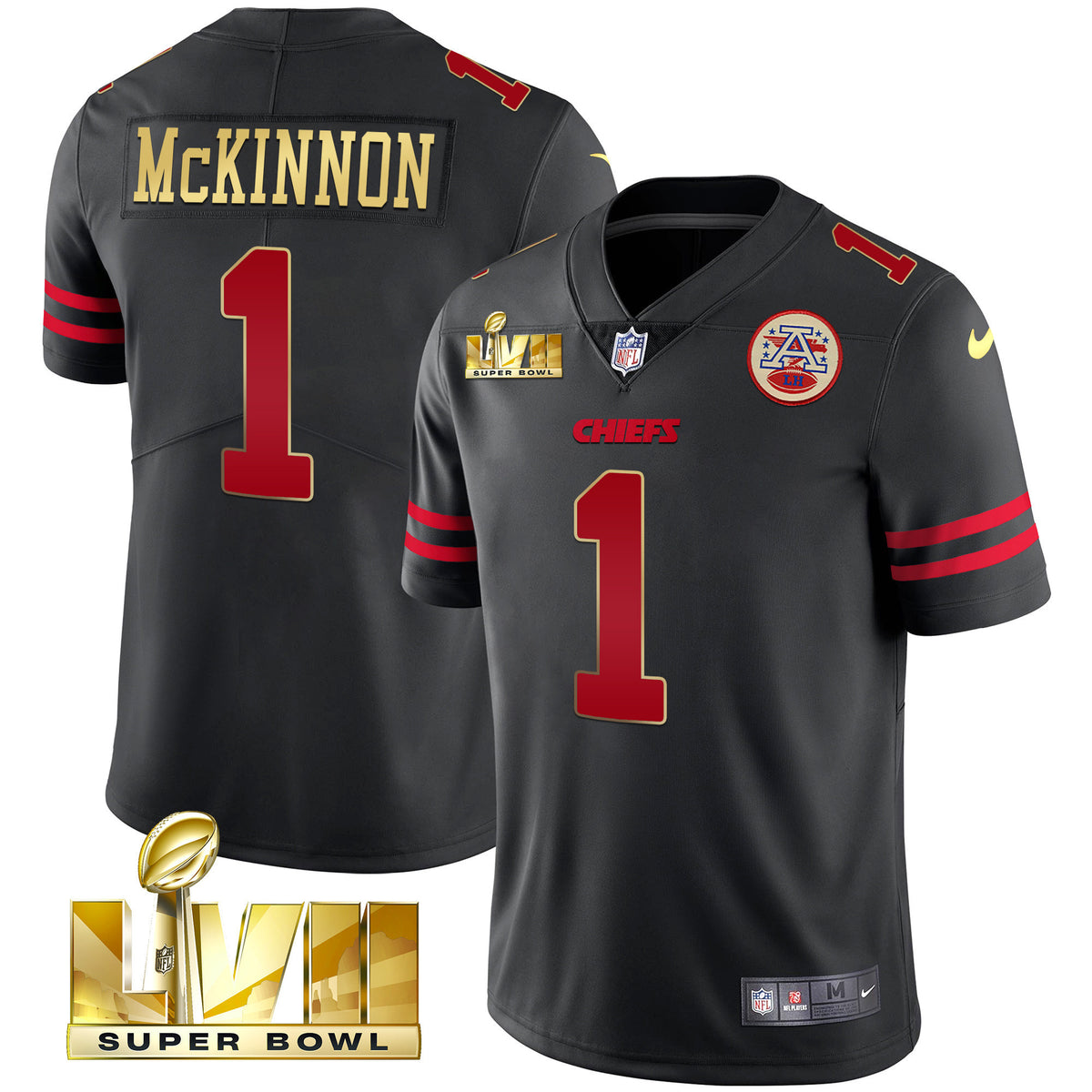 Men's Chiefs Super Bowl LVII Red Gold Vapor Jersey V2 - All Stitched - Red Special - Travis Kelce — view 1